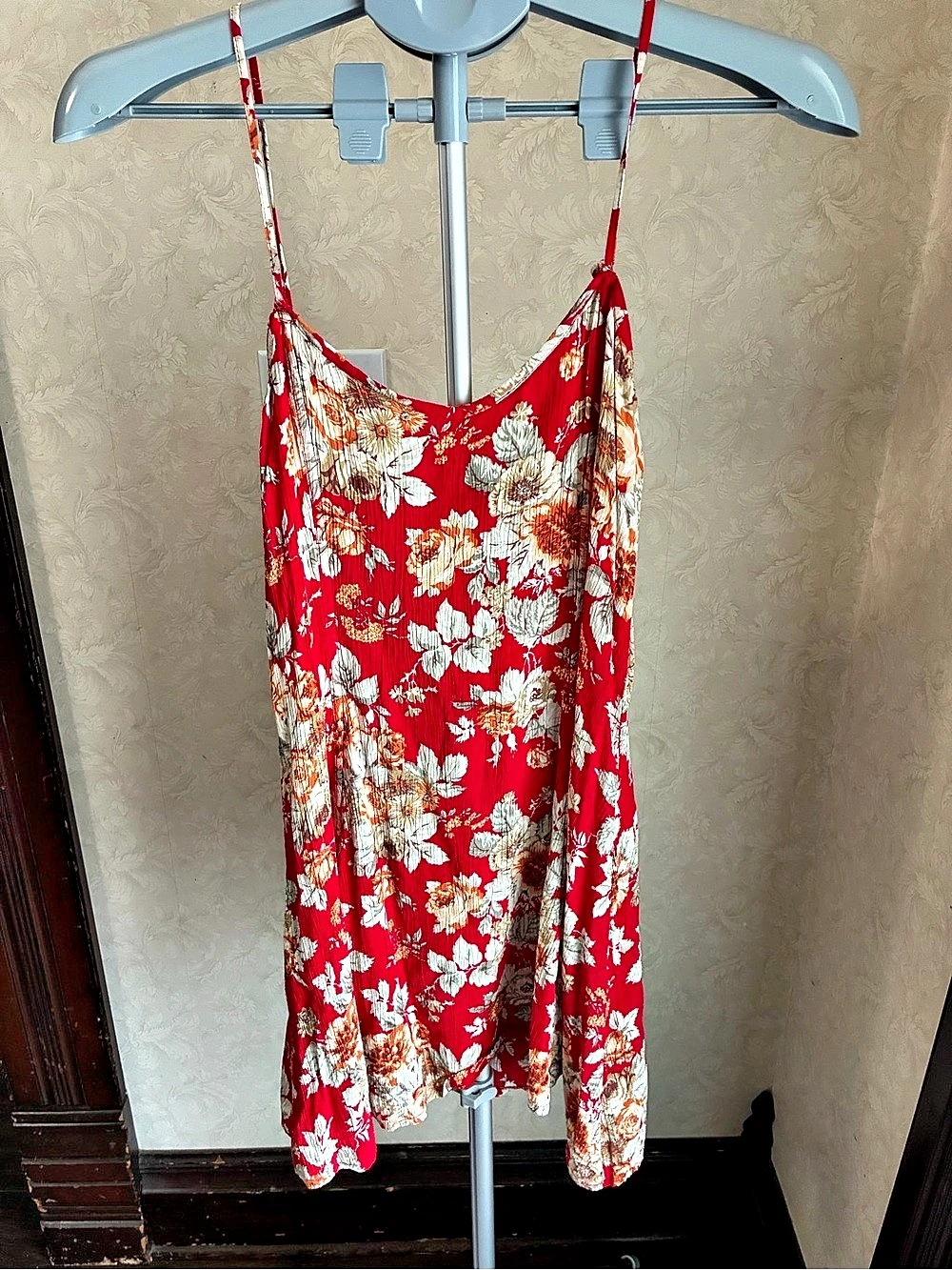 Onyx Floral Mini Dress in Red & White